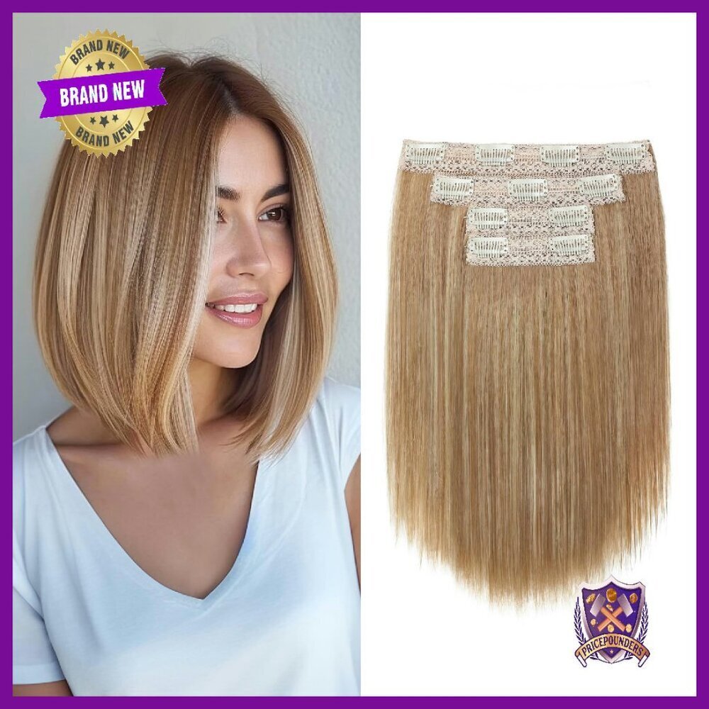 10" Clip-In Synthetic Hair Extensions 4PCS Straight Soft Hairpiece